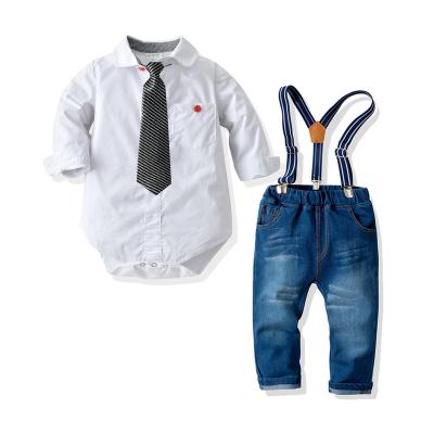 China Wholesale Boys Anti Shrink Clothes Cotton Material Newborn Baby Boy 2 Sets Jeans To Wear Long Sleeves Boys Suits for sale