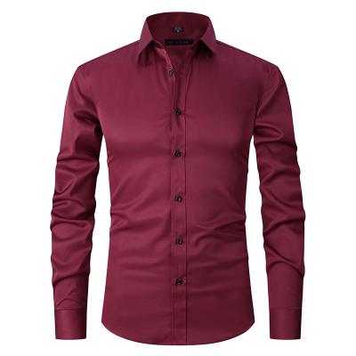 China Anti-pilling 2022 Men Slim Fit Design Dress Shirt Long Sleeve Shirts Tops Formal Male Casual Hot Sale New Fashion for sale