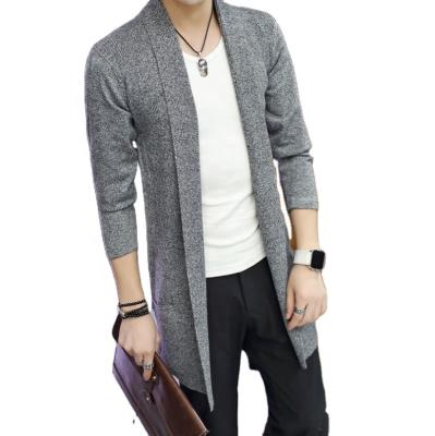 China New Fashion Spring Anti-Wrinkle Long Sleeve Plus Size Solid Color Knit Slim Mid Length Pocket Knit Mens Cardigan Sweater for sale