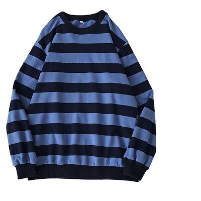 China Wholesale QUICK DRY Men's Autumn Winter Loose Fit Warm High Quality Sweatshirts Stripe Printing Fashion Custom Men's Long Sleeve T-Shirt for sale