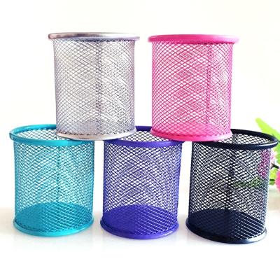 China Hot Sale Metal Mesh Pen Pencil Cup Metal Storage Wire Holder Durable Desktop Pen Container Circular Pen Holder for Office or School for sale