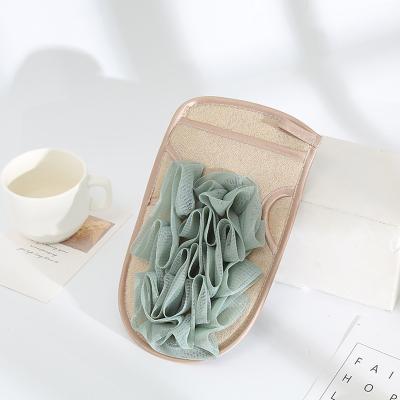 China All Natural Portable Bath Gloves Double Sides Body Scrubber Shower Exfoliating Massage Mesh Ball Bathing Tool Sponge Body Cleaning Brush for sale