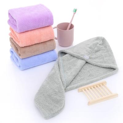 China The other single thick coral fleece strong water absorption towel women's hair dryer cap and quick-drying dry hair for sale