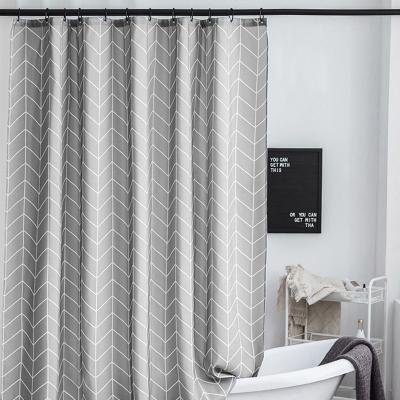 China Modern Simple Thick Waterproof Polyester Hotel Bathroom Toilet Lattice 160g Shower Curtain Custom Size for sale