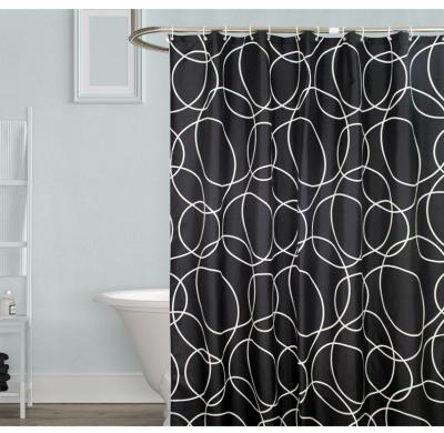 China Durable Black Circle Polyester Thick Waterproof Fabric Can Be Customized Printing Shower Curtain for sale