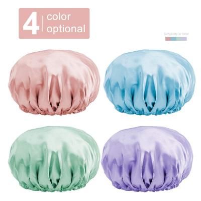 China Sustainable shower cap, suitable for women with high quality luxurious silky satin 100% long double-layered hair for sale