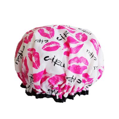 China Sustainable Reusable Ladies Shower Hat Double-Layer Waterproof Beauty Hat for sale