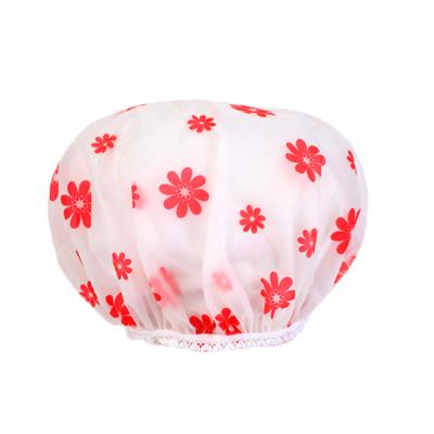 China Sustainable Protection EVA Printed Waterproof Reusable Environmental Shower Cap for sale