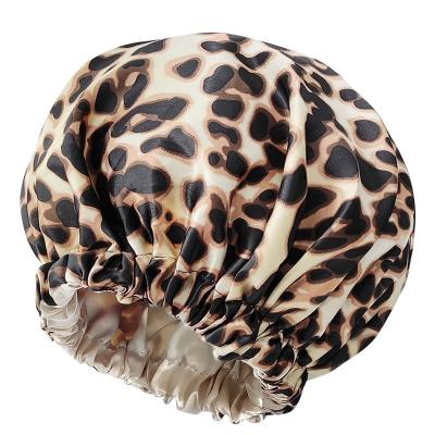 China Durable Customized Double-Layer Satin Adult Beautifully Printed Extra Large Sleep Cap for sale