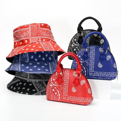 China 2021 Custom 100% Polyester Purses Bucket Hat And Bandana Purse Set HandbagsLuxury Women Handbags Ladies Handbags For Women Purses for sale