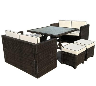 China Traditional Steel Backyard Furniture Rope Garden Sofa Set Rattan Patio Furniture Set for sale