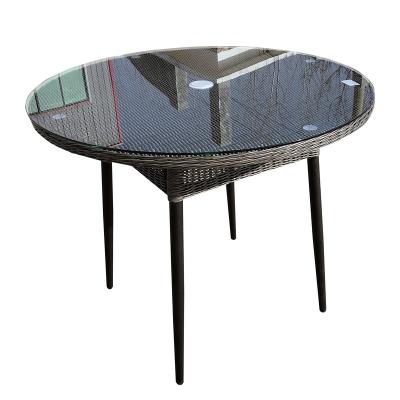 China Dia3mm Round Shape Aluminum Frame Eco-friendly Round Rattan Outdoor Dining Table for sale