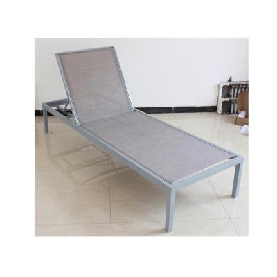 China Eco-friendly heavy duty aluminum garden beach bed polished tesline mesh fabric sun lounger for sale