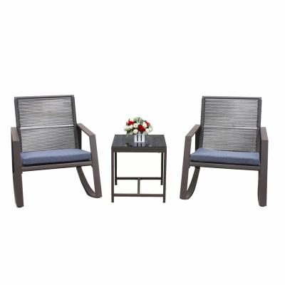 China Eco-freindly Nightclub Bistro Furniture 3pcs Plastic Wicker Garden Chat Set Eco-freindly Rattan Furniture for sale