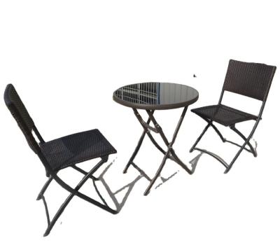 China Folding Collapsible Folding Rattan Furniture Flat Packed Furniture Space Saving Bistros 3pcs for sale