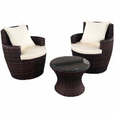 China Vase Shape All Weather Rattan Outdoor Balcony Furniture Dark Brown Modern Villa Garden Set for sale