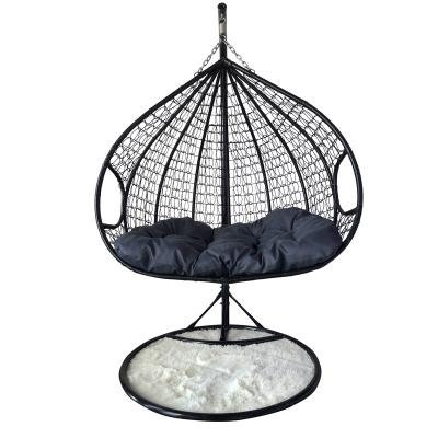 China Leisure Pear Shape Double Seats Furniture Heavy Duty Poly Rattan Adult Hanging Basket Chair for sale