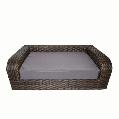 China Contemporary Removable Cushion Dog Sofa Rectangle Furniture Indoor Outdoor Washable Heavy Duty Rattan Woven Pet Sofa Bed for sale