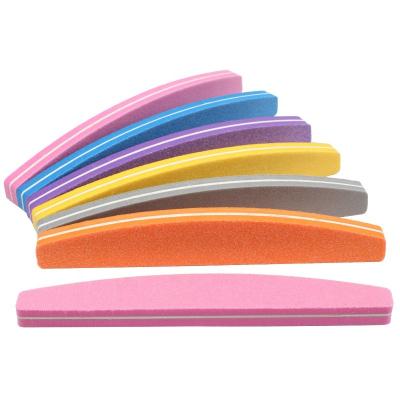 China sandpaper & 100/180 Washable Sponge Private Label Logo Half Moon Pink Sponge Nail Files Pad Block for sale