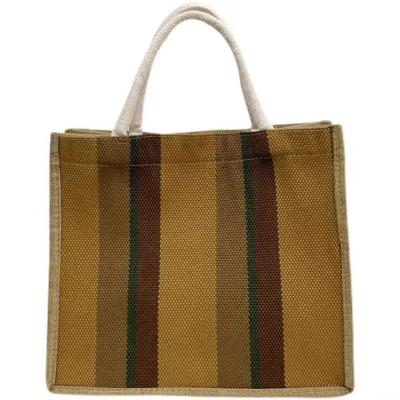 China Easy To Carry China Factory High Quality Jute Bag With Striped Colorful Pattern for sale