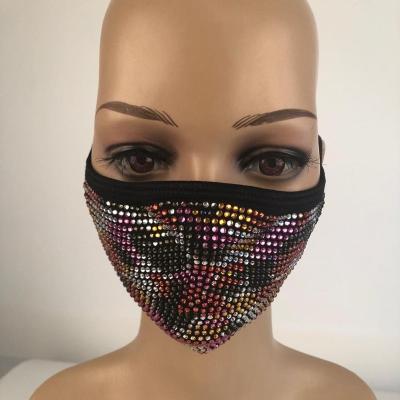 China Festival decor 2020 fashion bling washable face mask with rhinestones, bling face mask for party decoration for sale