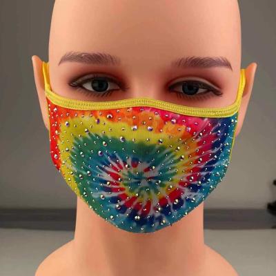 China Festival Decor 2021 Fashion Bling Face Masks, Rhinestone Face Mask Custom, Tie Dye Face Mask For Party Decoration for sale