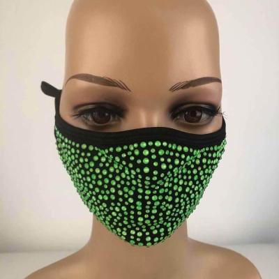 China Festival decor 2020 fashion bling washable face mask with rhinestones, bling rhinestone face mask for party decoration for sale