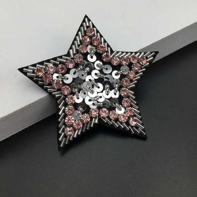 China 2019 Hot Sale 3D Star Shape Applique Beaded Sequins Patch, Crystal Star Patches For Clothes for sale