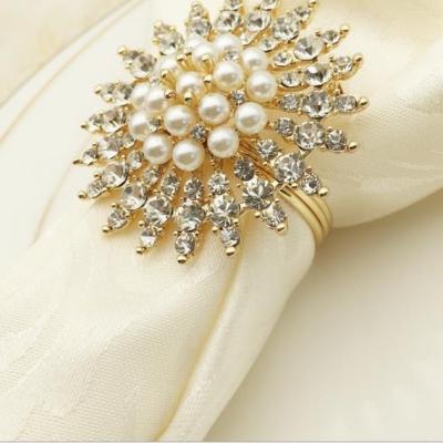 China 2019 Fashion Table Napkin Ring Wedding Wholesale Rhinestone Pearl Viable Ring for sale