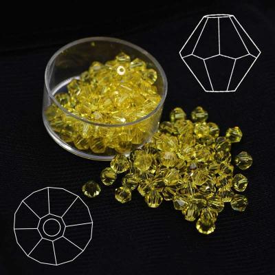 China High Quality Competitive 4mm Rondelle Daffodil Color Bicone Beads, Loose Glass Crystal Beads For Jewelry for sale