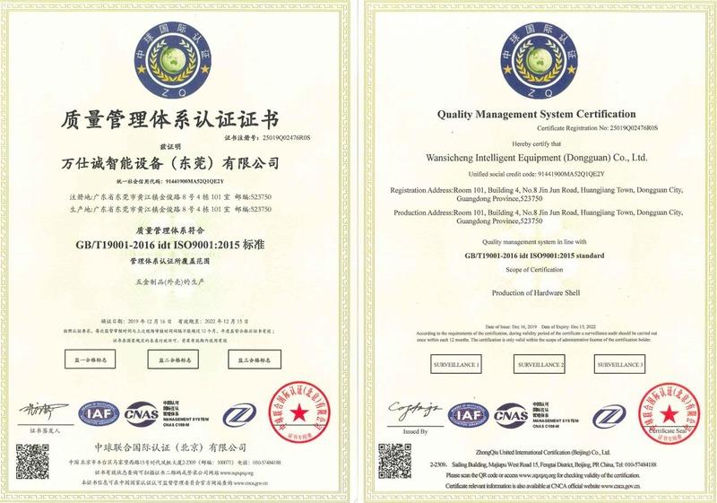 ISO9001 - Wanshicheng Intelligent Equipment (Dongguan) Co., Ltd.