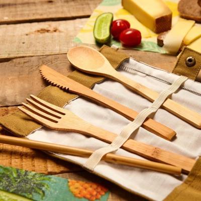 China Travel Disposable Bamboo Utensil Set Bamboo Tableware Set Bamboo Travel Set for sale