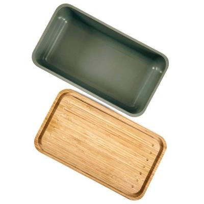 China Eco - Friendly Tableware Eco - Friendly Bamboo Dish Bread Food Grade Metal Bread Box for sale