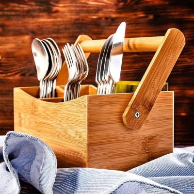 China Bamboo wooden knife fork and spoon storage box bamboo tableware storage box for sale