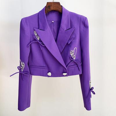 China new fashionable Anti-wrinkle plus size heart-shaped diamond jackets women casual lacking coats and jackets for sale