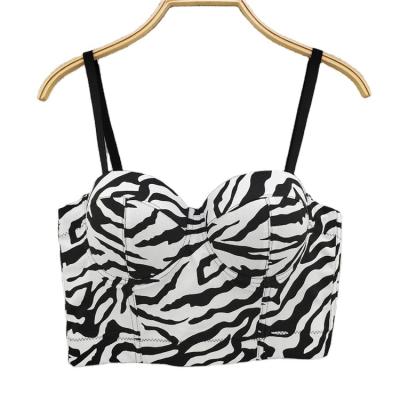 China Breathable zebra print tube fantasy cropped animal crop ladies print corset bra tops for women for sale