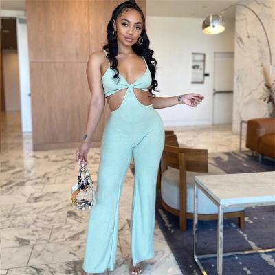 China New fashion summer breathable ladies sexy jumpsuit plus women overalls casual bra one-piece romper for sale