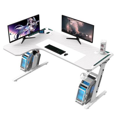 China Gaming Desk Corner Game Wireless Charging L-Shaped Desk, Large Physical Channels Tabletop Workstation, With Cup Holder Computer Game Desk for sale