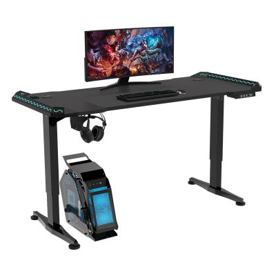 China Adjustable Height Adjustable Height Stand Desk Sit To Stand Dual Monitor Desktop RGB Table Game for sale