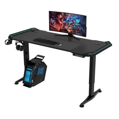 China Ergonomic Height Adjustable Sit Stand Adjustable Height Computer Desk Gaming Desk Led for sale