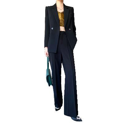 China High sense of anti-pilling suit women's wide leg pants Korean fashion professional fashion leisure version street suit coat black fried spr for sale