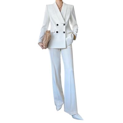 China White temperament female high-end professional British-style suit anti-pilling Korean loose wide leg pants suits autumn two-piece set for sale