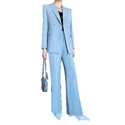 China High-end brand British professional anti-pilling spring spring wide-leg pants female casual suit and autumn fashion temperament style big leg suit early for sale