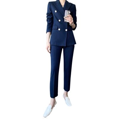 China 2021 autumn new fashion high-end temperament professional Korean British high-grade suit suit women's anti-pilling suit for sale