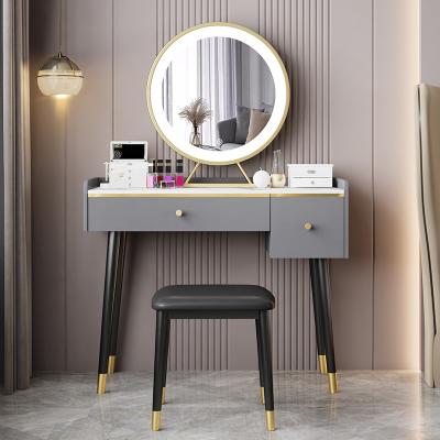 China Modern Simplicity Design Modern Bedroom Extendable Light Luxury Dresser Vanity Table Set With Mirror for sale