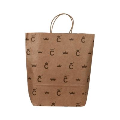 China Recycled Materials Quality Cheap OEM Customized Logo Brown Kraft Bags Printing Paper Gift Bags With Handles for sale