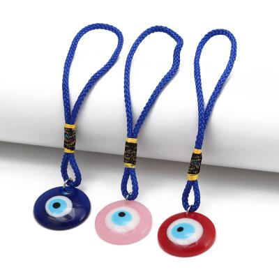 China Art Deco Indian Mini Turkish Pink Resin Blue Evil Eye Beads Charm Hanging Car Decoration Home Accessories for sale