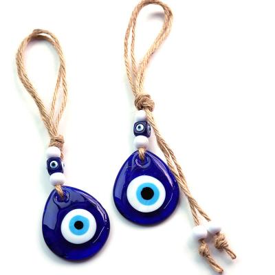 China Art Deco Handmade Turkish Nazar Amulet Good Luck Evil Eye Wall Hanging Car Charm Blue Glass Ornament Accessory for sale