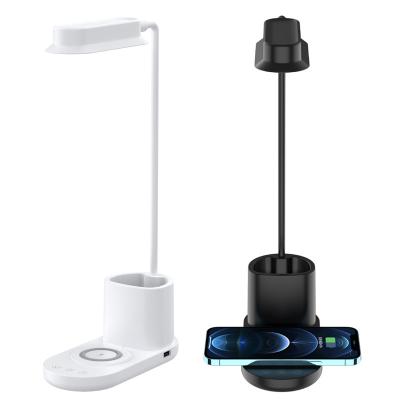 China Lighting Charger/Phone/Pen Stand 15W Bedside Table Lamp With Wireless Charger LED Table Lamp With Wireless Charger Radio Charging Desk Lamp for sale