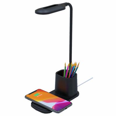 China Multifunctional Lighting Charger/Phone/Pen Stand 15W LED Desk Lamp With Wireless Charger Touch Dimming Table Lamp With Wireless Charger QI Wireless Charging Lamp for sale